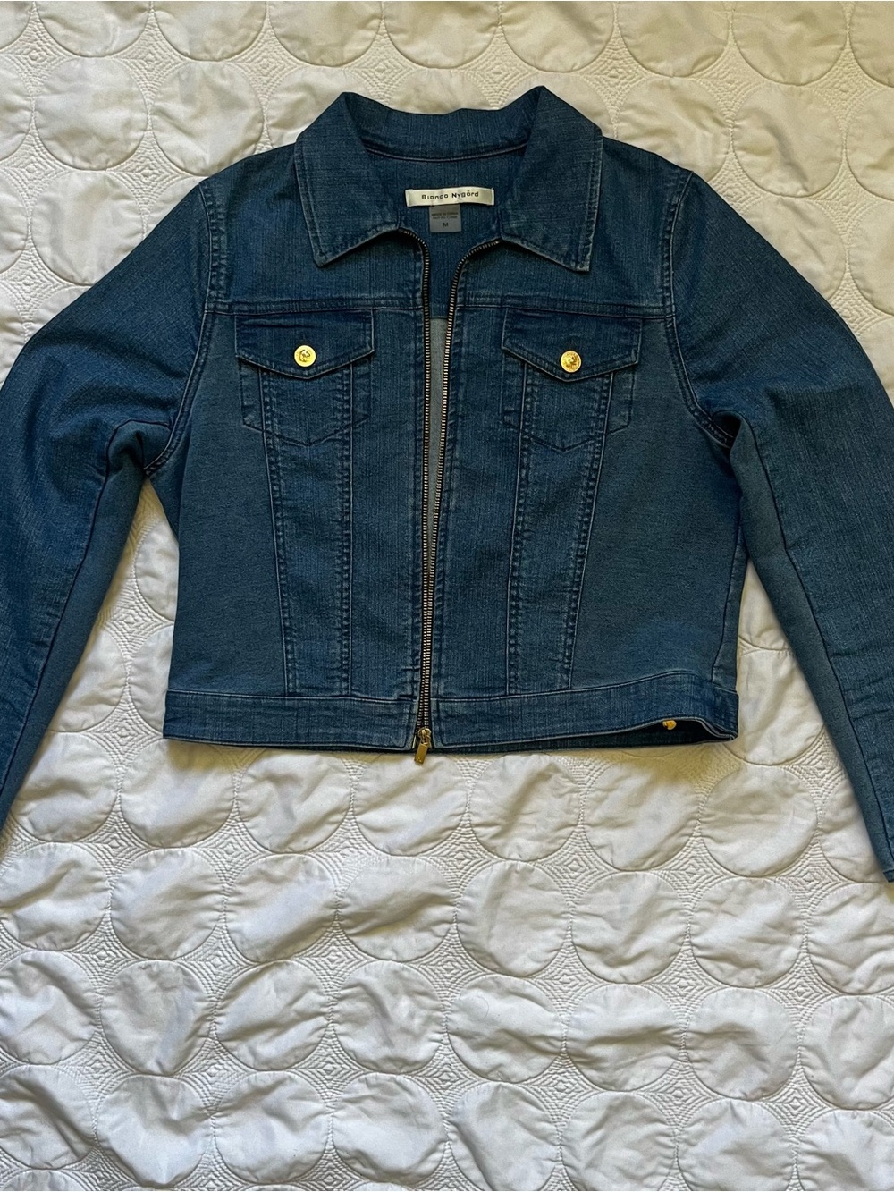 Bianca Nygard Washed Cropped Denim Jacket size M